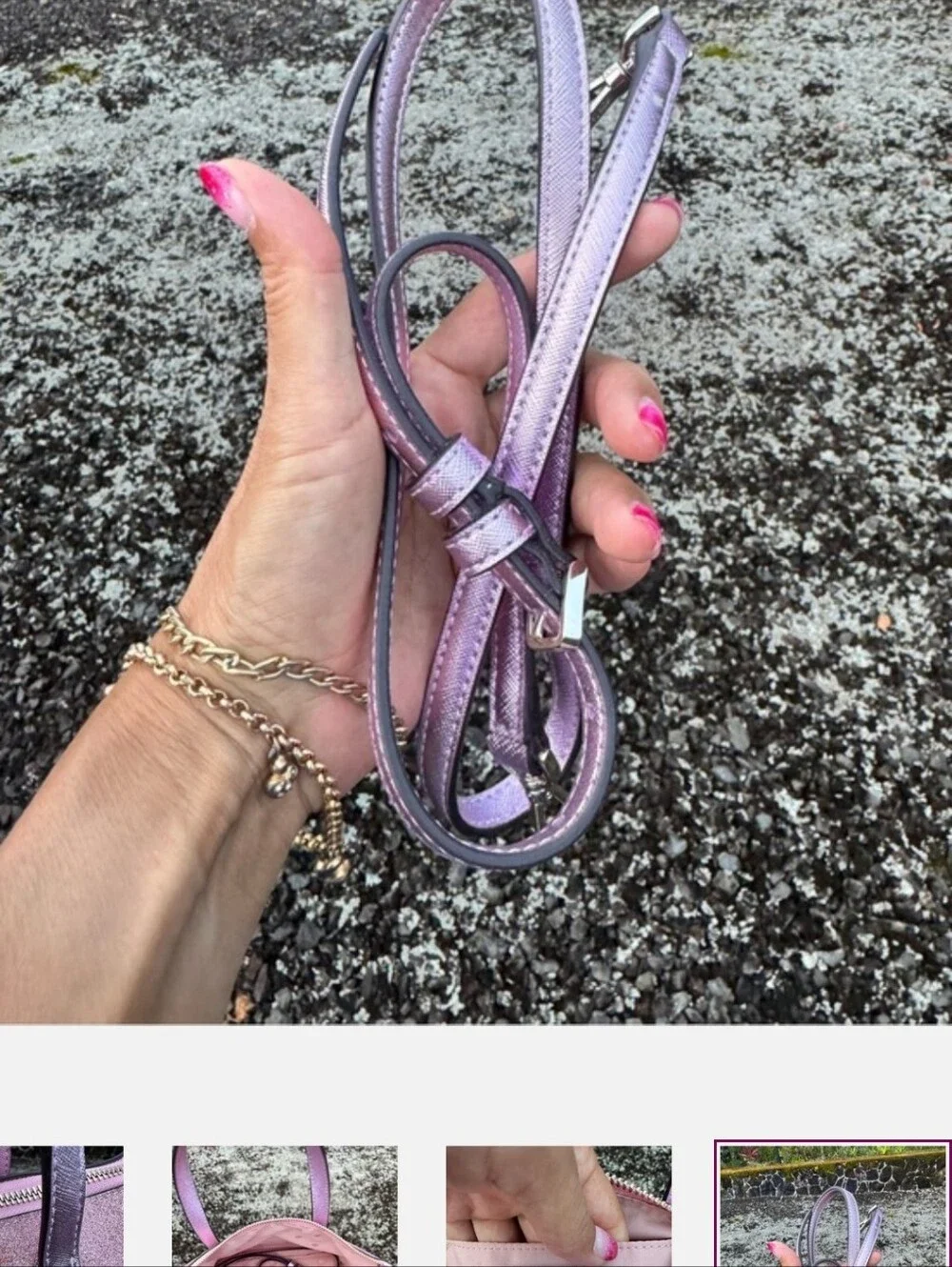 Kate Spade Pink Glitter Satchel Crossbody Bag Metallic Lavender Glitter Purse